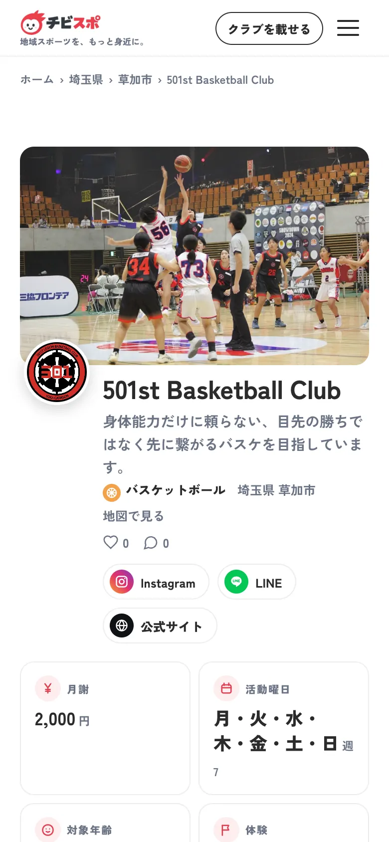 チビスポのクラブページ（501st Basketball Club）